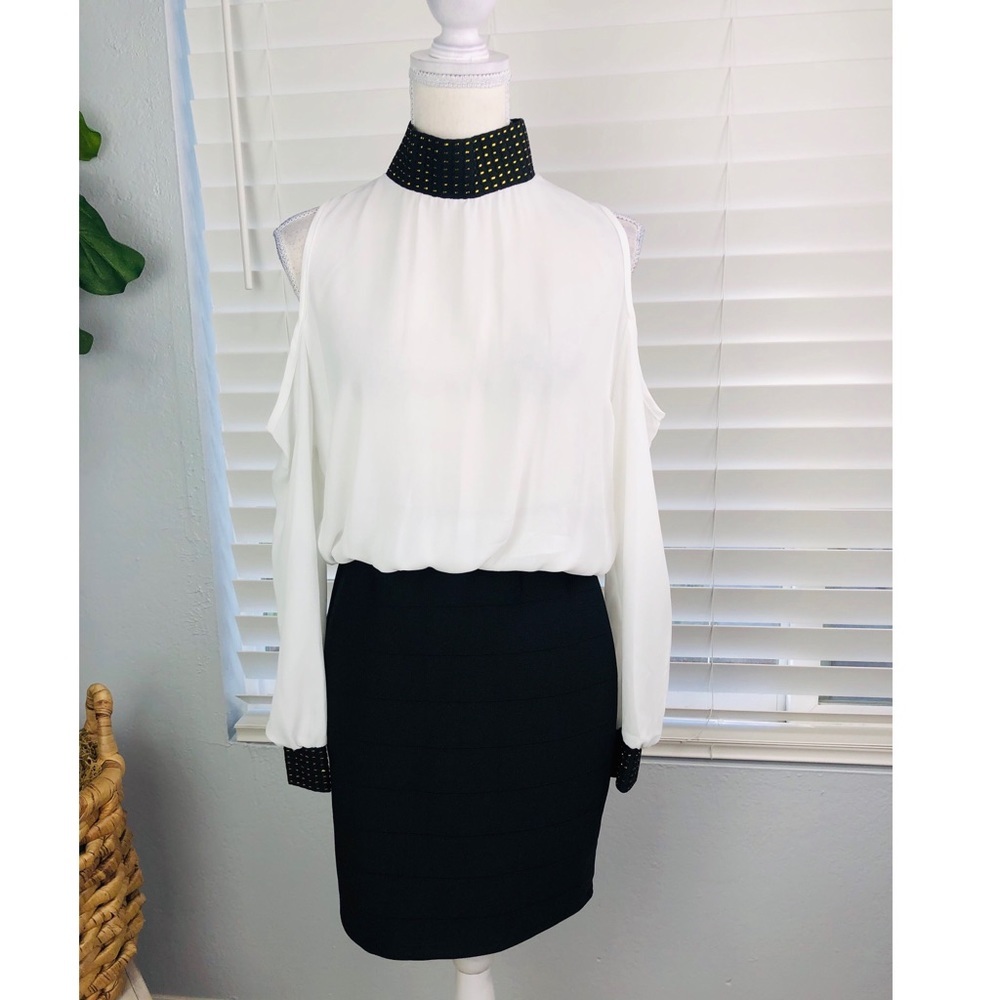 NWOT BLACK AND WHITE LONG SLEEVE DRESS
